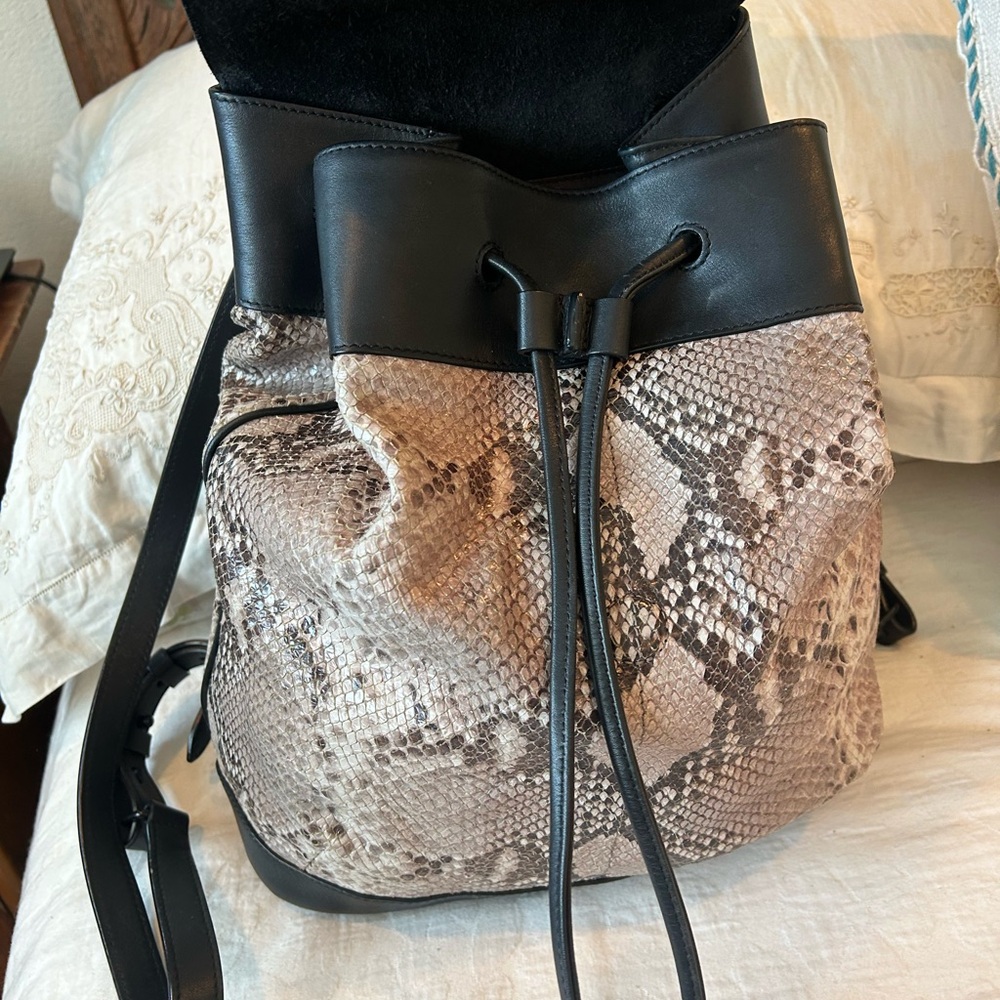 rag & bone Black and Phython Snake Pattern Backpack - Picture 2 of 5